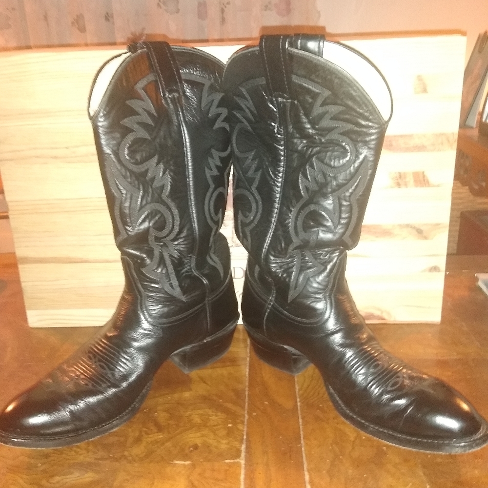 VTG 90's Remington Black Cowboy Boots Made In The USA (8.5 D)